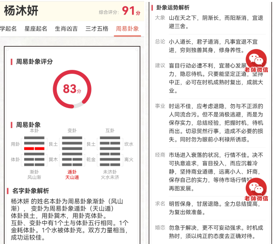 推荐名字周易卦象分析