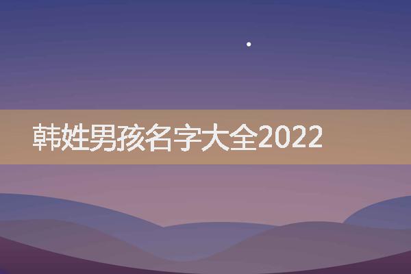 韩姓男孩名字大全2022