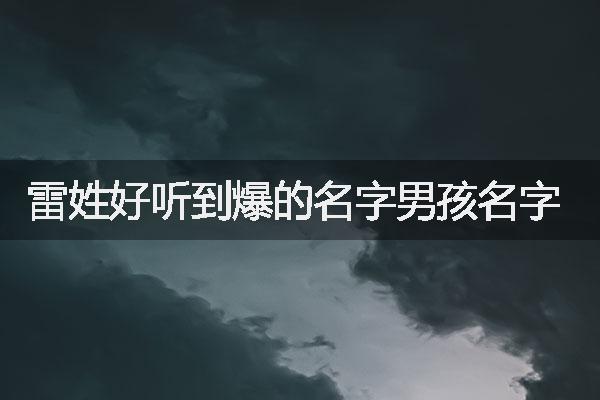 雷姓好听到爆的名字男孩名字