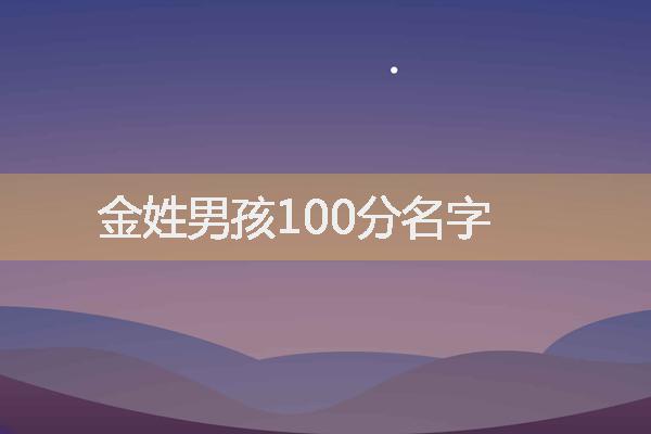 金姓男孩100分名字