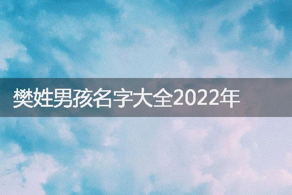 樊姓男孩名字大全2022年