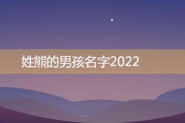 姓熊的男孩名字2022